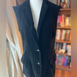Vintage Black Velvet Vest Made in Japan Rhinestone Button Formal Waistcoat